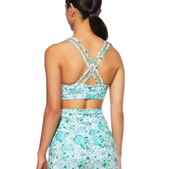 New X by Gottex Set - Sports Bra and Leggings Size XS/S in Aqua Peony Print - Picture 2 of 8